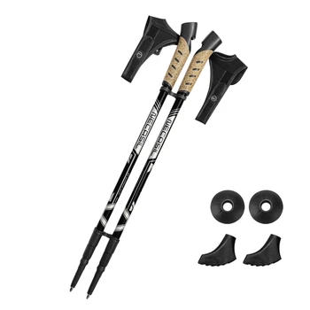 2PCS Nordic Walking Poles Trek Pole Telescopic Alpenstock 7075 Aluminum Alloy Shooting Crutch Senderismo Walking Stick Hiking 1