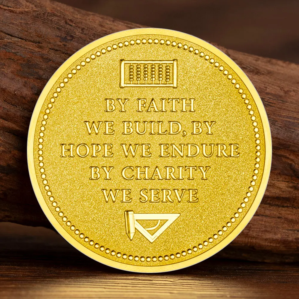 A Brotherhood of Man Under The Fatherhood of God Souvenir Coin Freemason Gold Plated Collection Coin