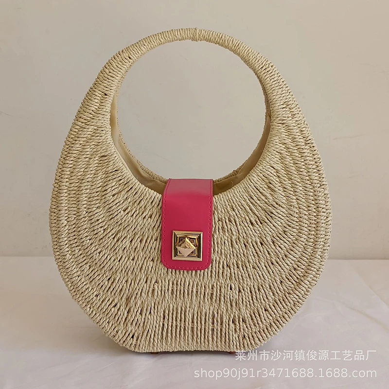 

2022 Summer Hand Woven Beach Bags for Women Fashion Lock Shell Bag Luxury Brand Hand Bag Cute Purses and Handbags Designer Bag