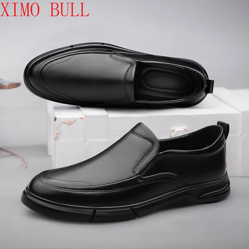

2025 Men's Genuine Leather+ Shoes 38-44 Soft Anti-slip Rubber Loafers Man Casual Leather Shoes