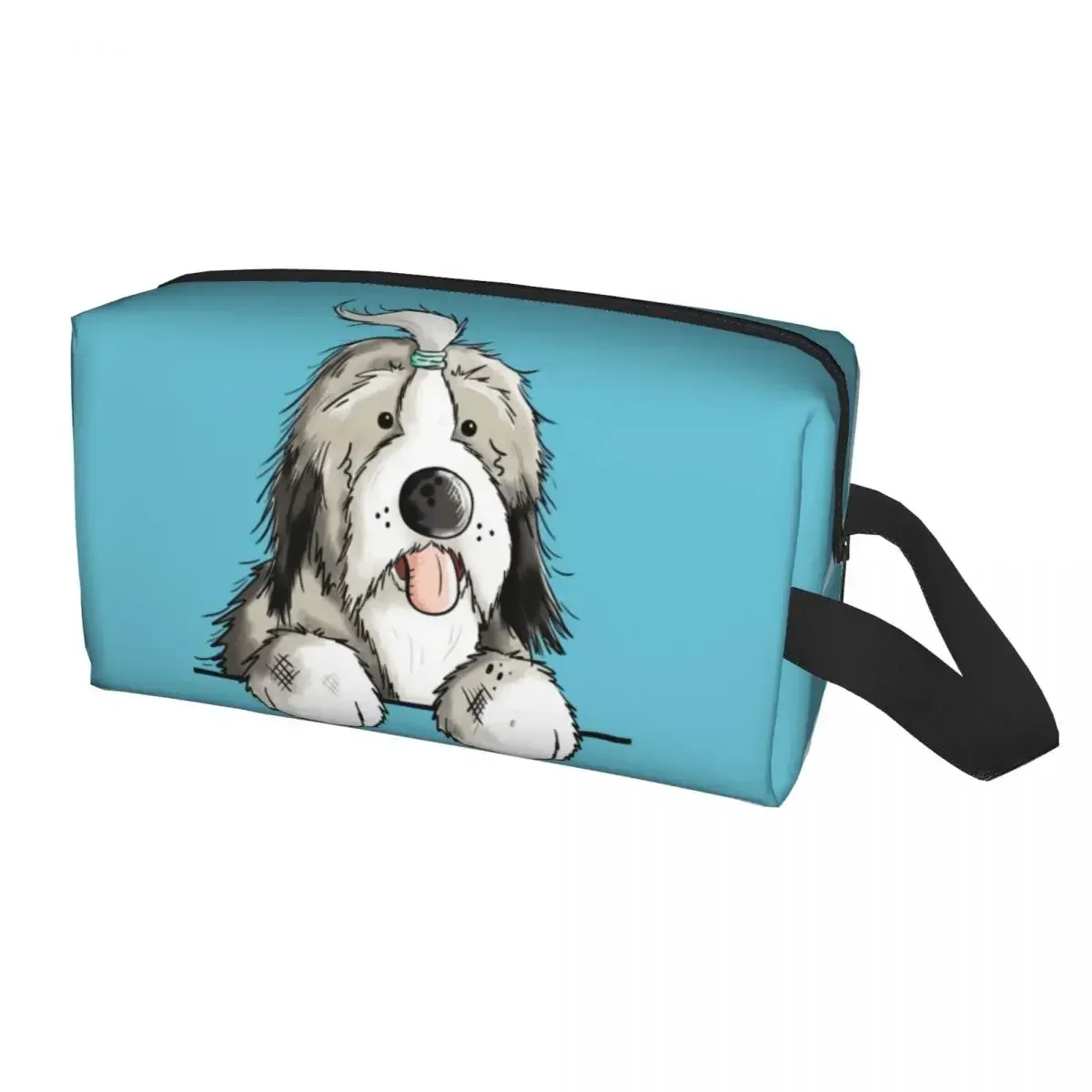 Travel Happy Bearded Collie Dog Toiletry Bag Cute Pet Animal Makeup Cosmetic Organizer for Women Beauty Storage Dopp Kit Case