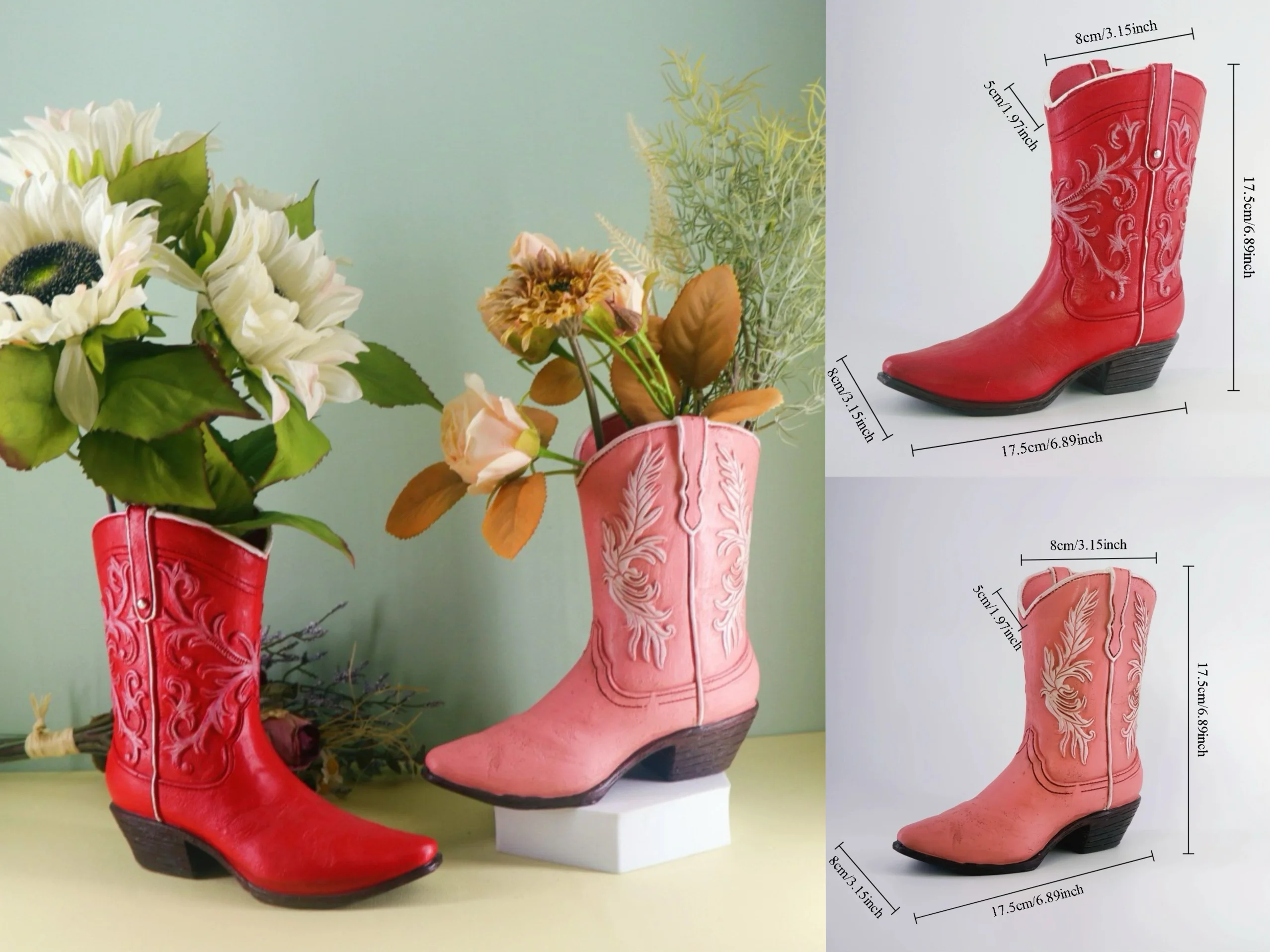 Creative resin long boots vase for foreign trade export, high-end flower arrangement container, home decoration
