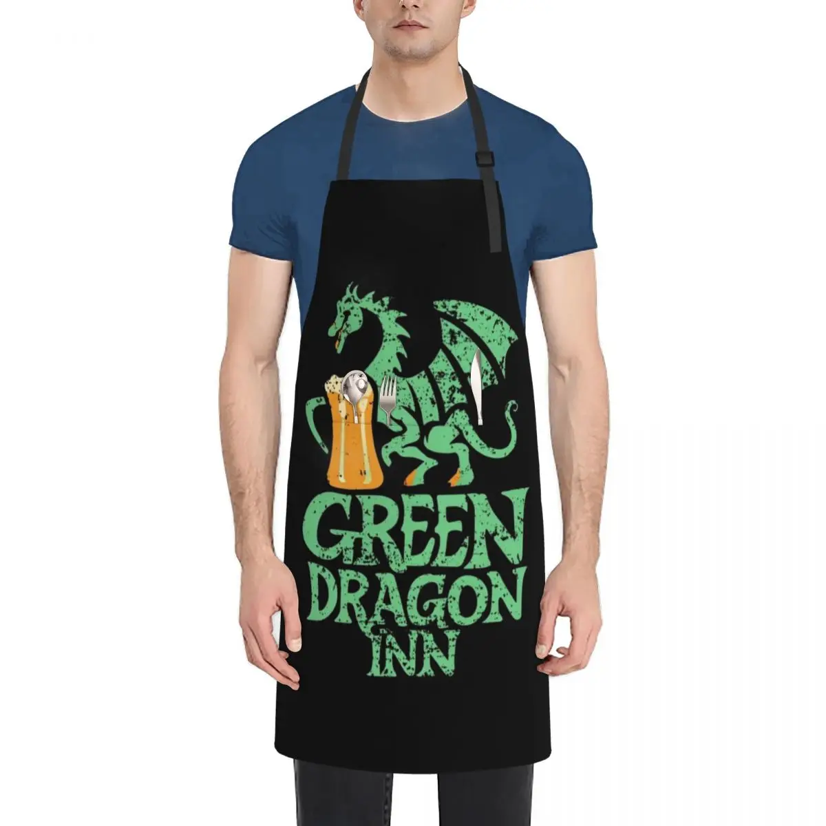 

Green Dragon Inn - Typography - Fantasy Apron Chef Uniform professional hairdresser Apron