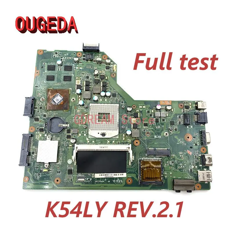 OUGEDA For ASUS K54LY REV.2.1 Laptop Motherboard HM65 DDR3 216-0809000 GPU Mainboard Full test