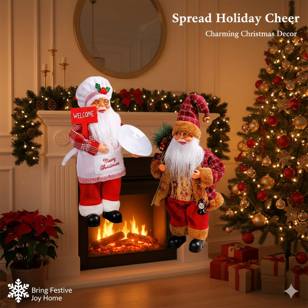 Christmas Plush Doll Ornaments Santa, Snowman & Reindeer Figurines For Holiday Table Decor, Xmas Gift 2025