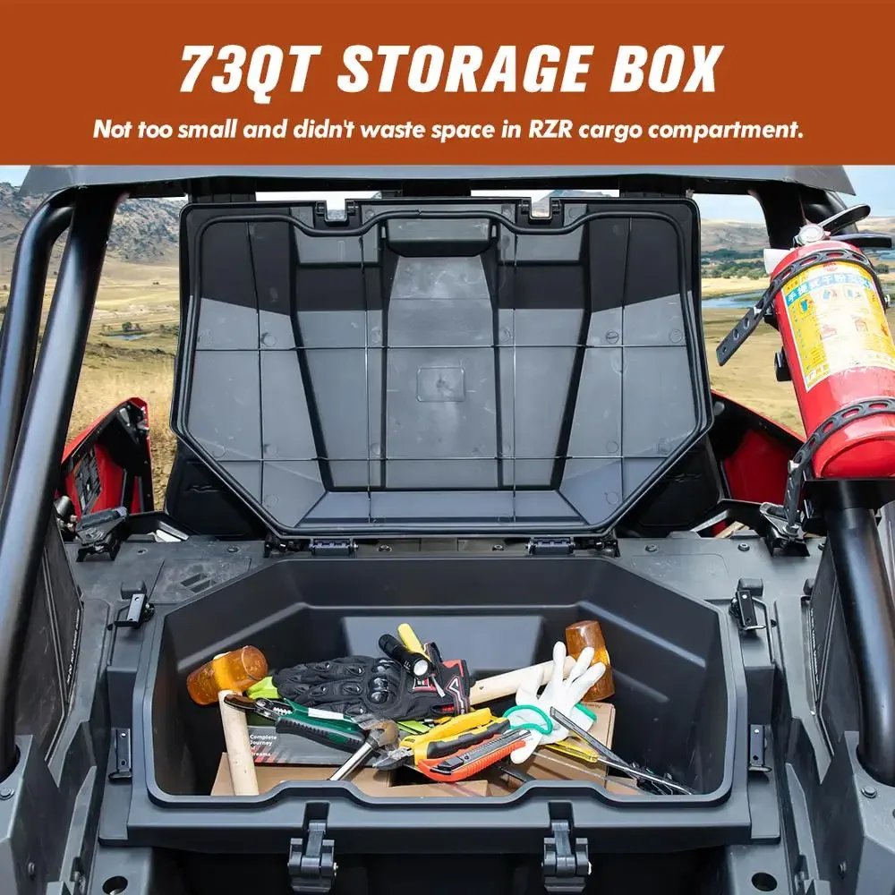 KEMIMOTO #2883751 73 QT Forward Cargo Box Rear Storage Bed Box Compatible with Polaris RZR PRO XP / 4 RZR Turbo R /4 2020-2024