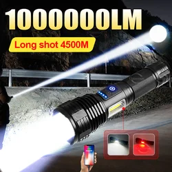 2024 Super Long Range Tactical Torch High Power LED Flashlight USB Rechargeable Strong Light Outdoor Portable Fishing Flashlight