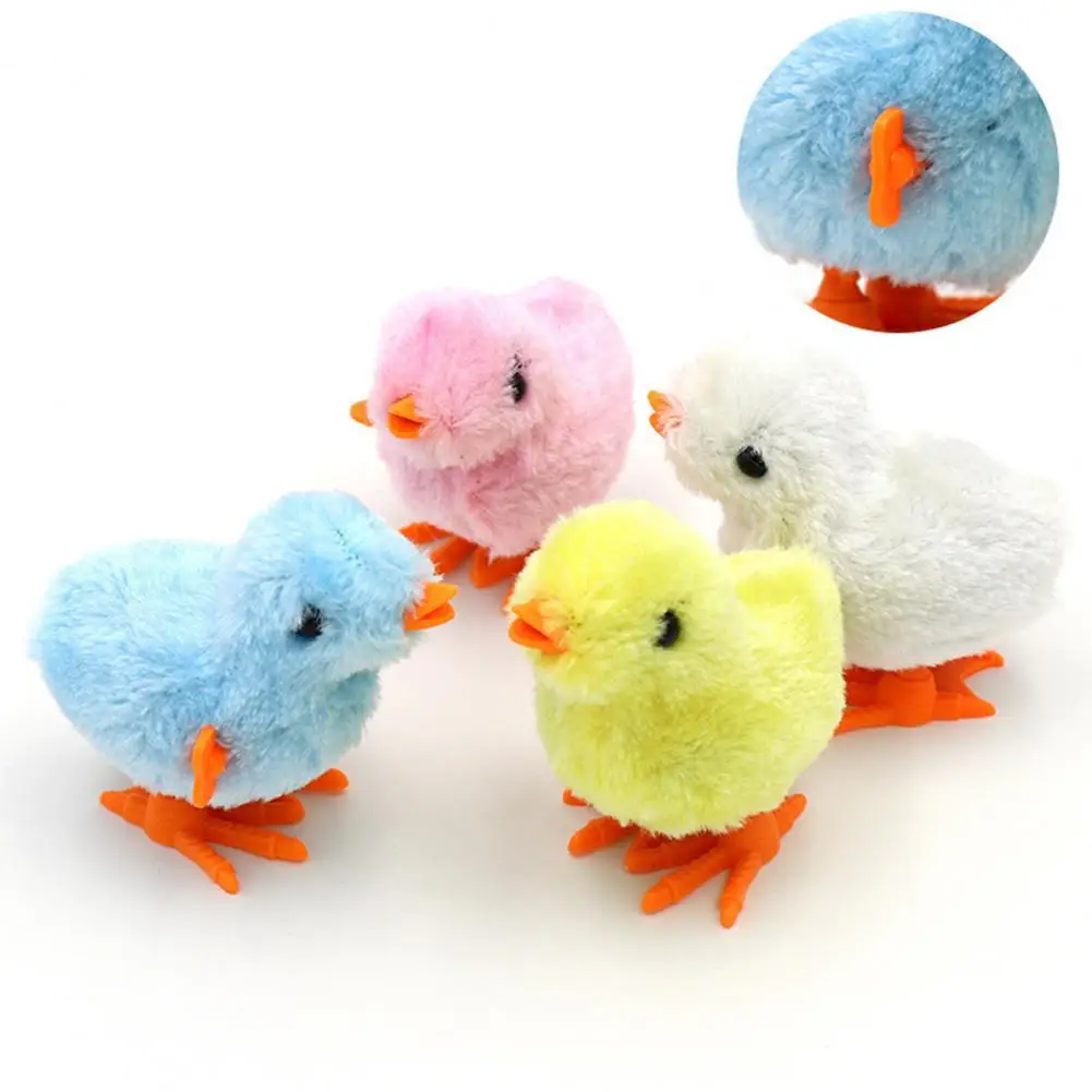 Chick Push Toy Bundle Realistic Clockwork Chick Wind-up Toys Vibrant Mini Easter Chicks Fluffy Plush Figures for Party