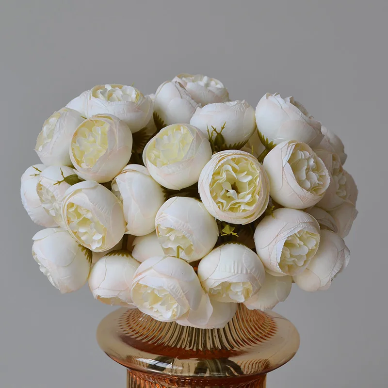 15-głowy pakiet bukiet piwonii sztuczny kwiat jedwab sztuczny weselna kula z kwiatów kwiatowa ozdoba do domu