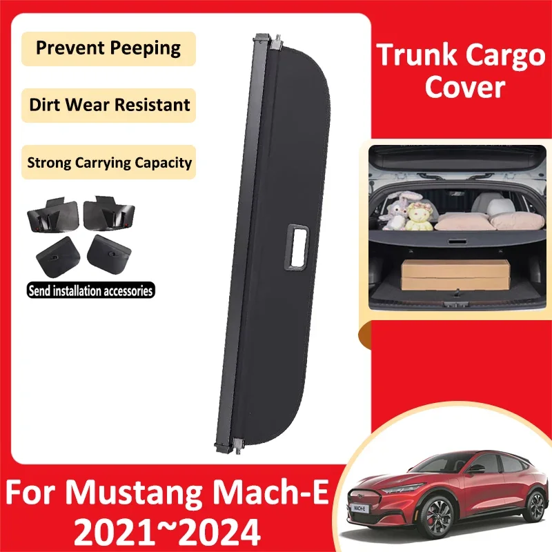 

Car Trunk Curtain For Ford Mustang Mach-E 2021~2024 2023 Luggage Storages Adjustable Partition Protective Cover Auto Accessories