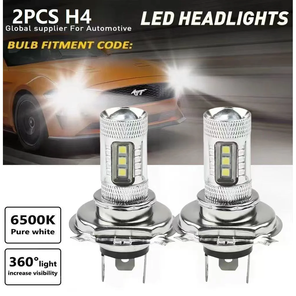 

Комплект из 2 светодиодных фар H4 Ultra White, 6500K, высокой интенсивности, 80 Вт, 12-24 В, без аккумулятора
