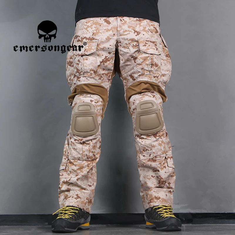 Emersongear G3 Combat Uniform Extended Version 32W 34IN Hunting Multicam Shirt Tactical Pants w/ Knee Pads AOR1 Desert