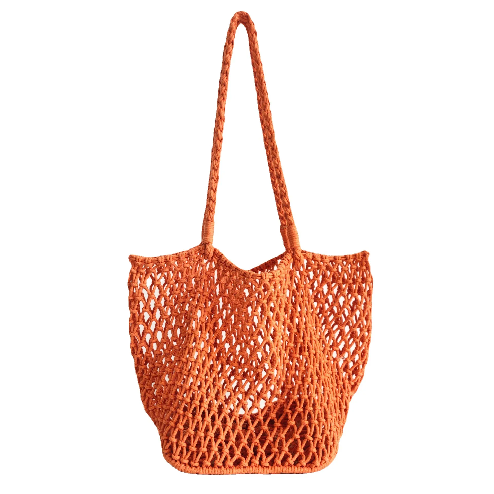 Casual Hollow Finshnet Women Shoulder Bags Rope Woven Large Tote Bag Handmade Summer Beach Handbags Big Bali Shopper Purses 2023