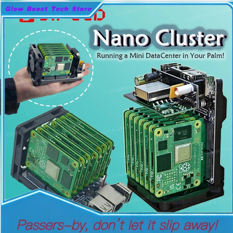 

Glow Sipeed NanoCluster DataCenter Cluster Pi CM4/ Raspberry Pi CM5/ Компьютер/LM3H/M4N Compact Aordab