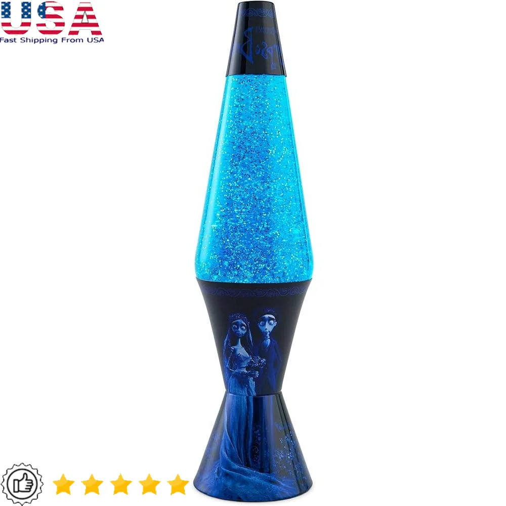 Lava Lamp Corpse Bride Motion Lamp Room Decor Novelty Lighting Blue Glitter Wax Image Assembly Included Home Office Table Desk