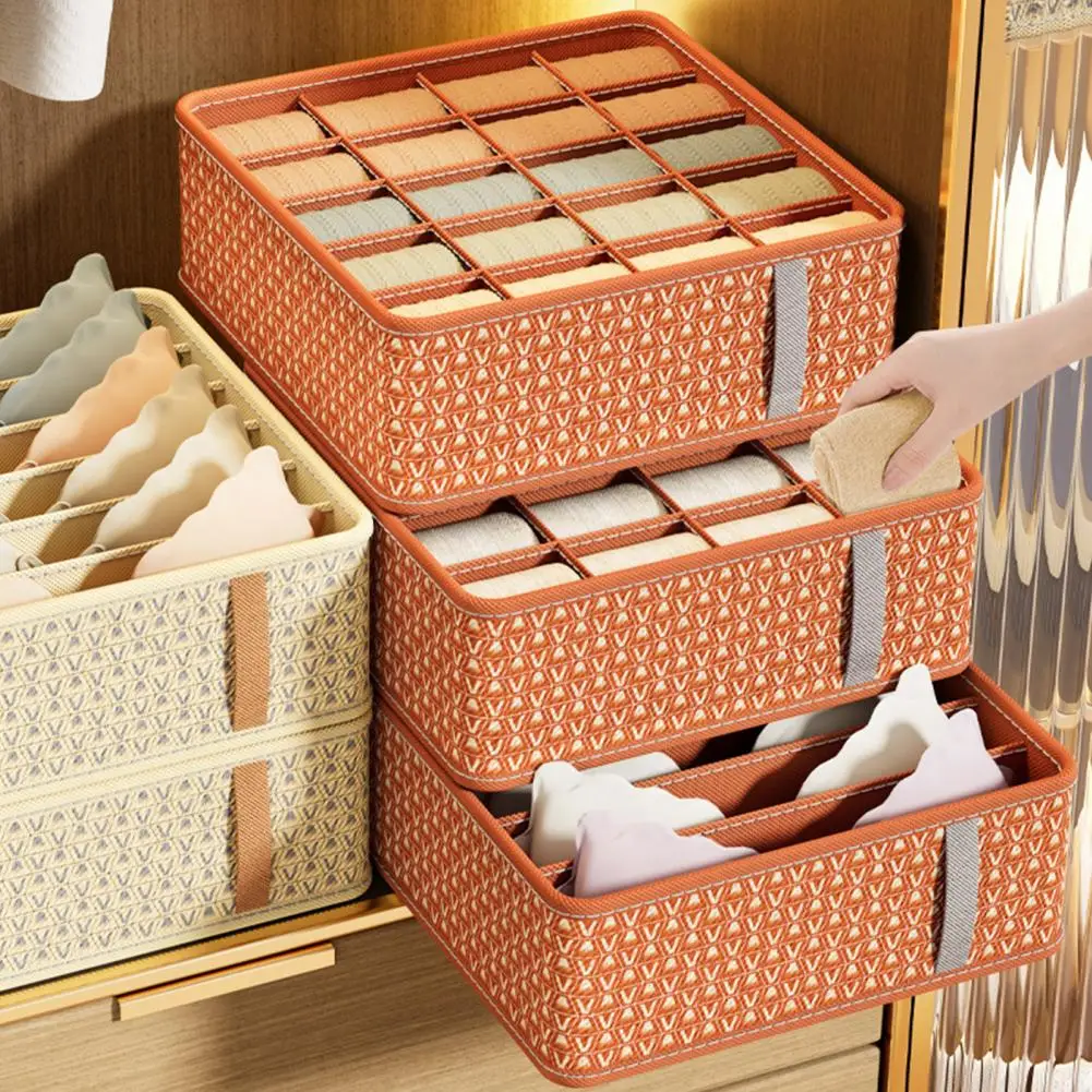 Non-woven Fabric Storage Box Capacity Underwear Storage Box with Multiple Compartments for Bras Socks Closet Organizer for Women