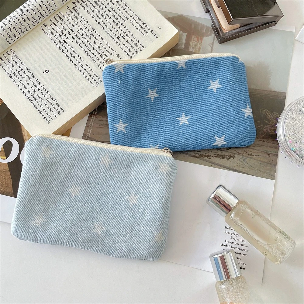 Cute Star Print Travel Small Cosmetic Lipstick Earphone Key Storage Bag Purse Women Makeup Handbags Wallet Pouch Bags Organizer