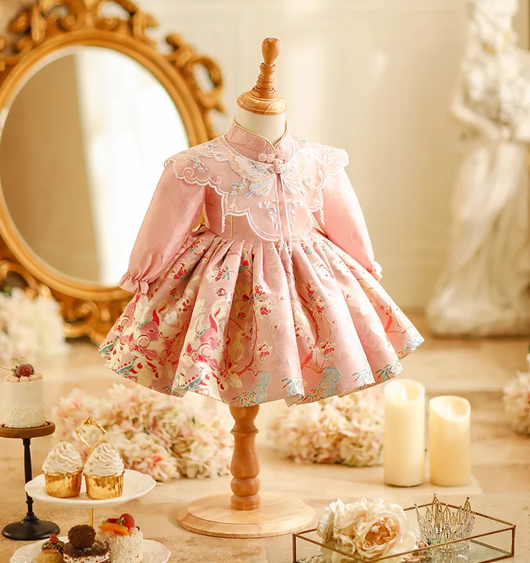 2025 New Spring Girls 1 st Birthday Baptism Princess Ball Gown Children Elegant Wedding Party Dress y1466