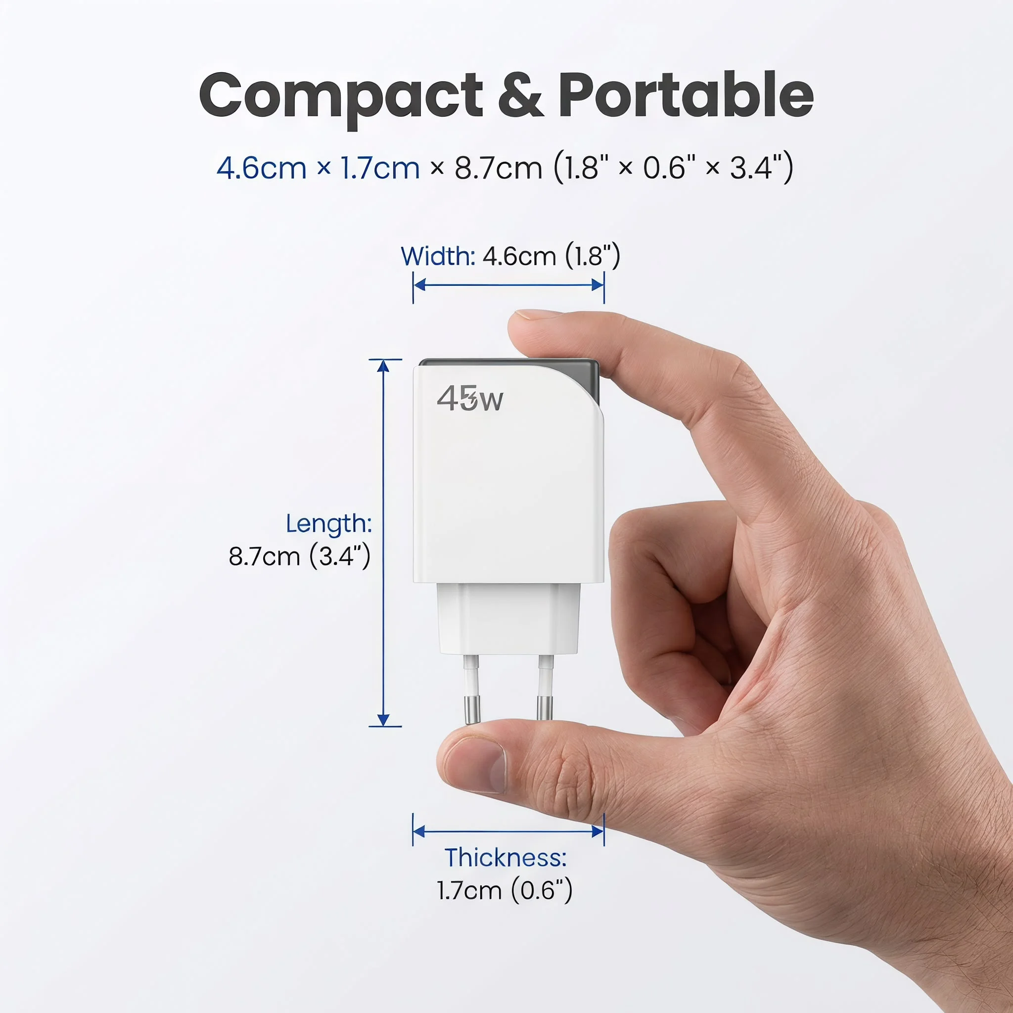【EU Plug】45W/30W/25W/20W GaN Charger PD3.0 PPS QC3.0 USB C Fast Charger For iPhone 17 16 15 ProMax Samsung S25 iPad Air