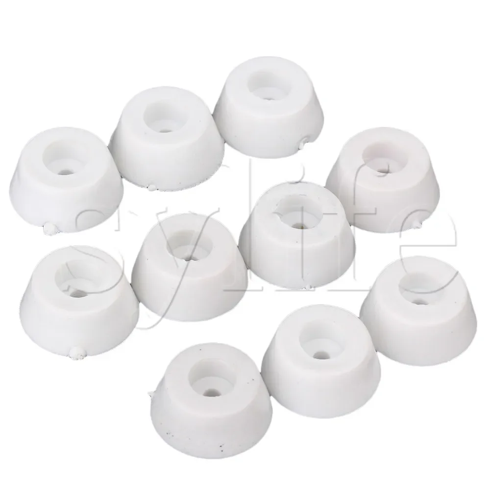 10pcs White Recessed Rubber Feet 20x15x8mm - Cabinet Furniture Leg Protectors for Table/Desk