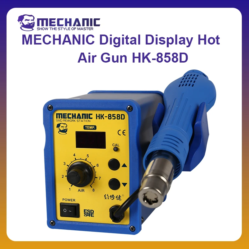 MECHANIC OFFICIAL HK-858D Digital Hot Air Rework Station Digital Display Adjustable Temperature Hot Air Gun Welding Repair Tools