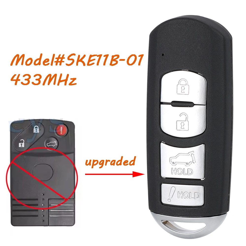 

KEYECU SKE11B-01 433 МГц для Mazda CX-7 CX9 2007 2008 2009 BGBX1T458SKE11A01 Обновленный модифицированный смарт-брелок с дистанционным управлением ID83 чип
