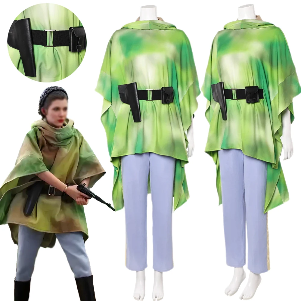 

Princess Leia Cosplay Costume Jedi Battle Green Camouflage Leia Organa Solo Outfits Movie Combat Halloween Carnival Suit Women