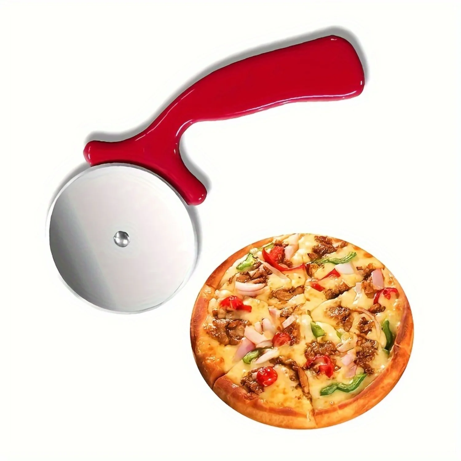 1pc Premium Stainless Steel Pizza Cutter Wheel - Effortlessly Slice Pizza,  Cake & Pastry - Sharp & Safe Kitchen Essential - Dur