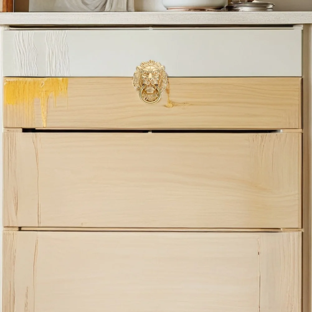

1pcs Brass Lion Head Drawer Pulls Vintage Cabinet Handles For Furniture Wardrobe Door Decor Hardware Knobs