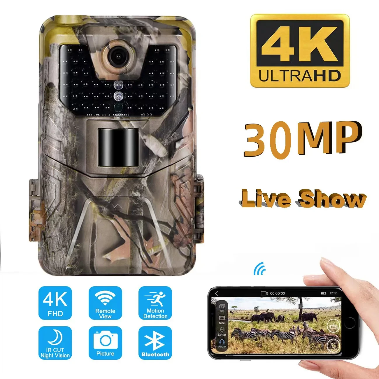 Suntekcam WIFI Trail Camera 4K 30MP APP Bluetooth Control Hunting Cameras Night Vision WIFI900PRO Wildlife Surveillance