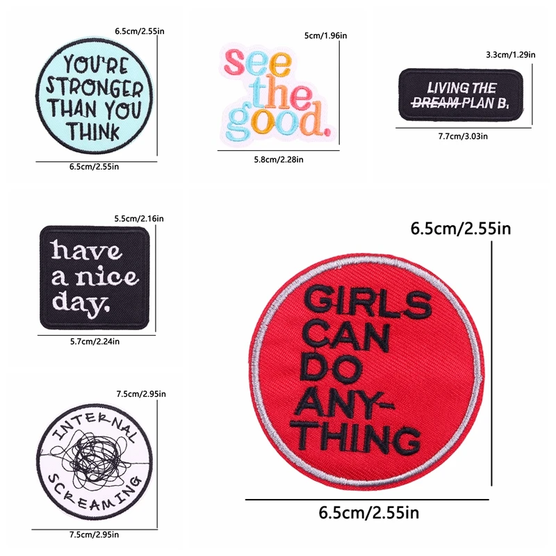 10PCS Cartoon Letter Slogan Embroidered Applique Patch Iron On Patches For Clothing Jackets Backpack Sew Embroidery Badges DIY