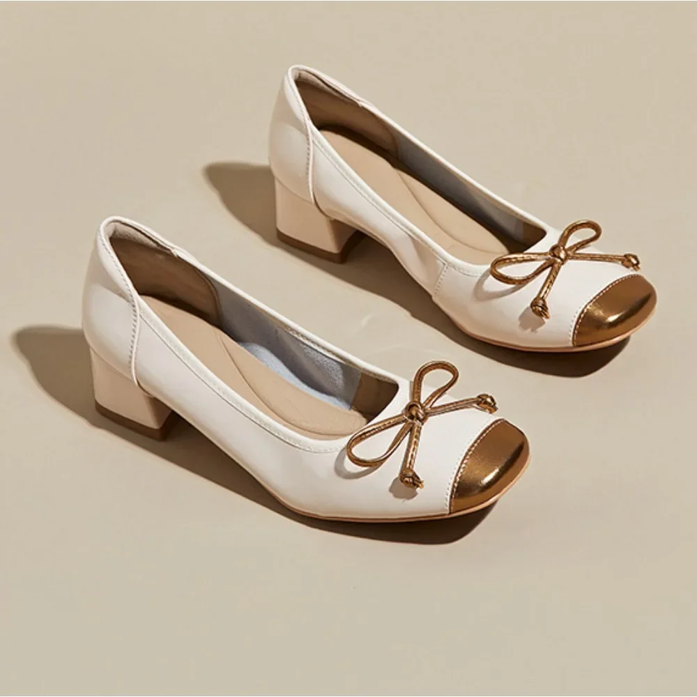 Color Blocked Leather Shoes for Women Spring and Autumn New French Style Leather Shoes One Foot Casual Mary Jane Single Shoe