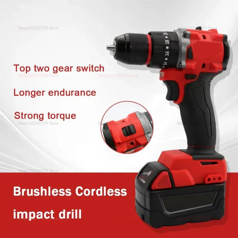 Brushless Electric Impact Drill LED Lighting Cordless Screwdriver