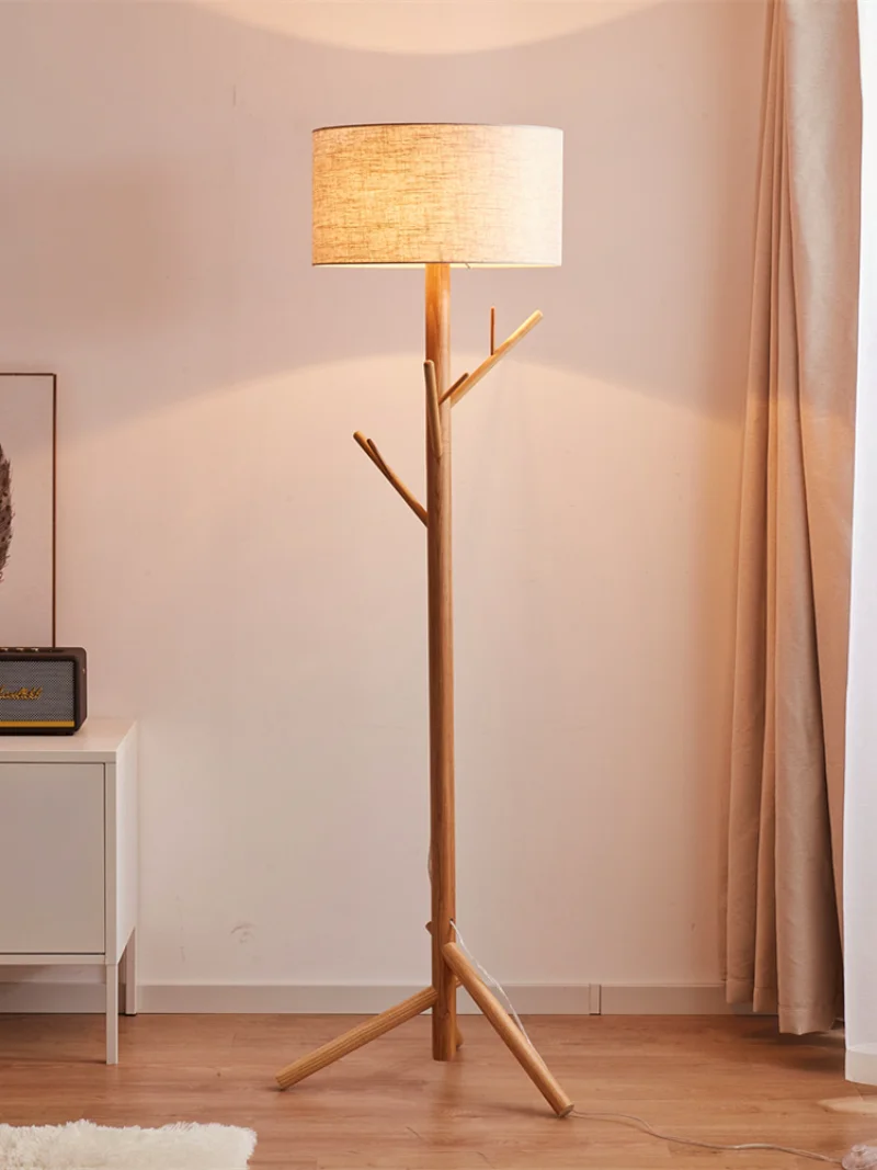 

Напольные светодиодные светильники из массива дерева в японском стиле, лампа для гостиной, кабинета, прикроватная лампа, креативное хранение, можно вешать одежду, украшение для дома