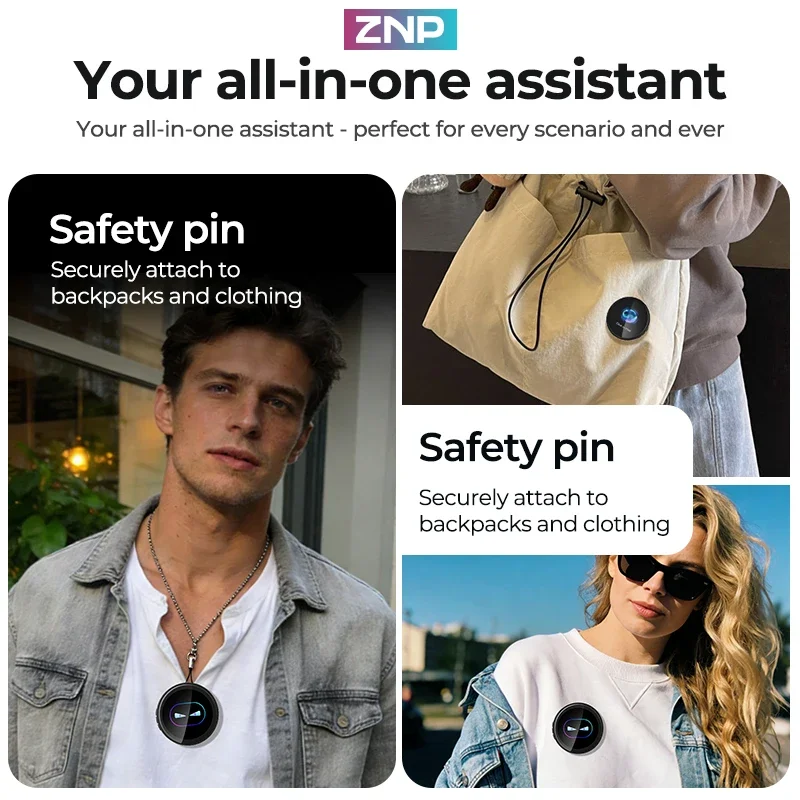 ZNP Wearable Smart Badge, AI Smart Interactive Companion for Adult‌, Companion Emotional Life Assistant AI Translator Badge Z01