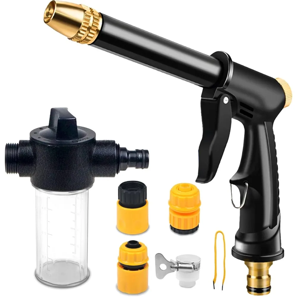 

Garden Hose Nozzle with 4 Patterns, Soap Dispenser & Quick Connectors, Plastic High Pressure Washer Gun, Water Hose Nozzle Spray