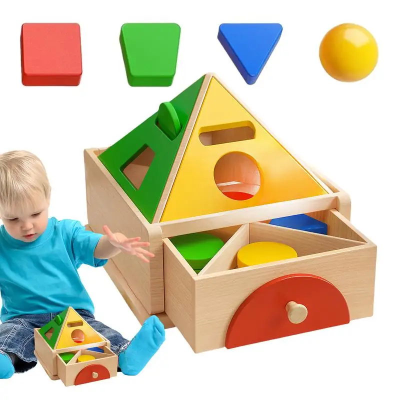 Boîte de triage de formes géométriques en bois pour bébés, jouets de nuit, plusieurs couleurs