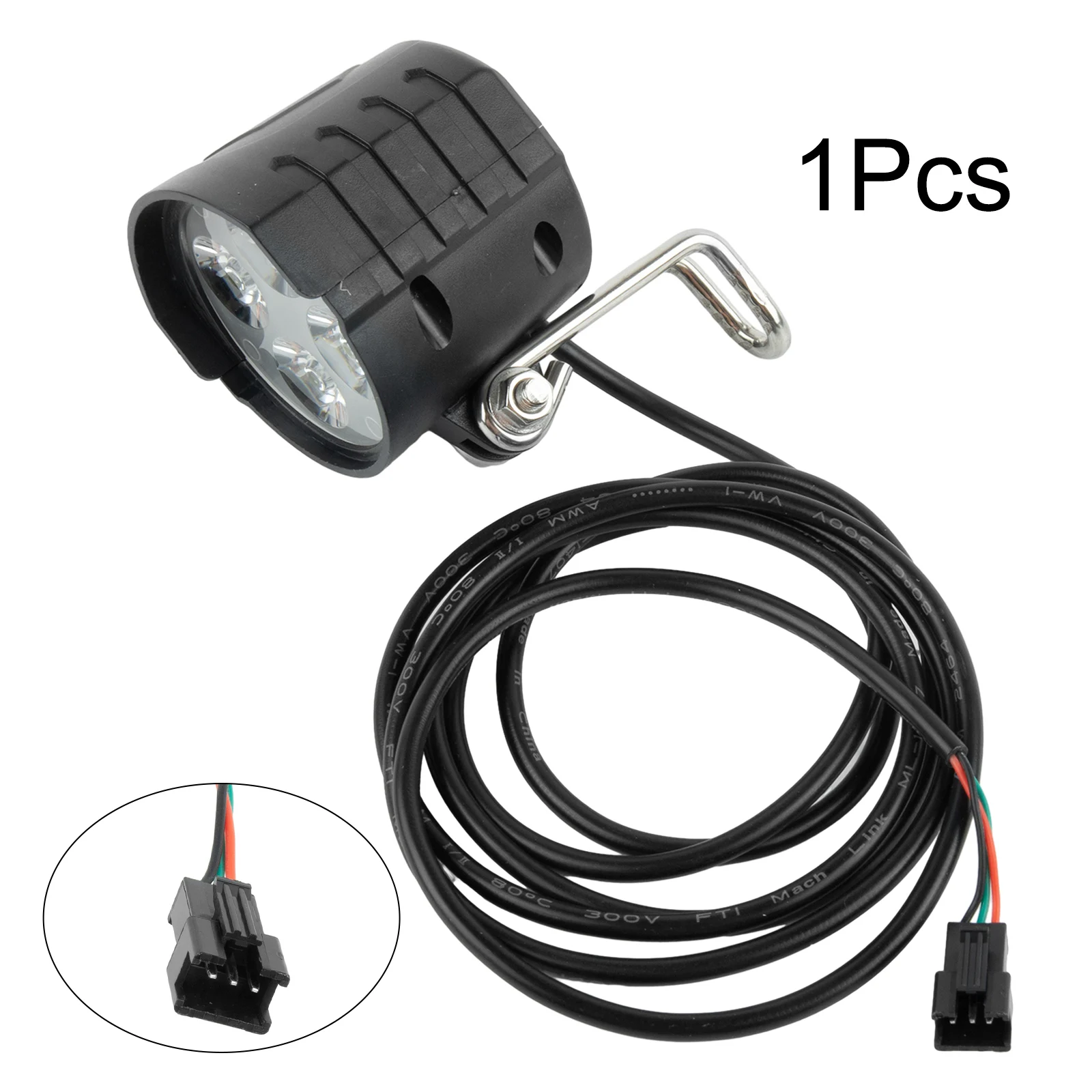 ABS+PC Material 1280V Electric Mountain Bicycle Headlight eBike Front Light Spotlight Black (As Pictures Show)