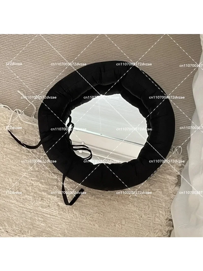 Solid Color Cotton-Filled Acrylic Mirror Bestseller Soft Cute Home Decoration Simple Fabric Art Can Be Hung for Makeup