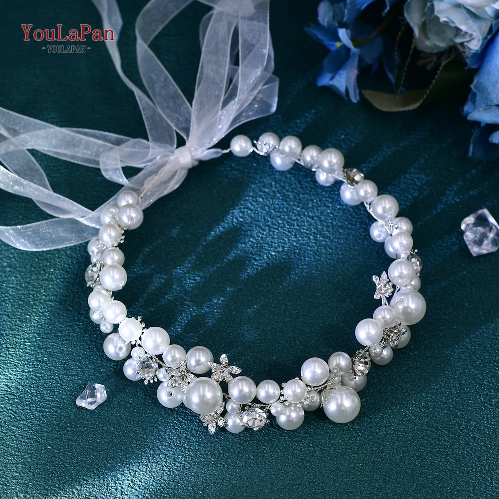 

YouLaPan Handmade Pearl Bridal Headband Wedding Hair Accessories Bridesmaid Girls Head Jewelry for Women Headpiece Tiaras HP722