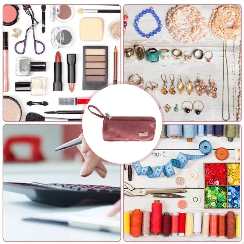 

Large Capacity Corduroy Pen Case, Corduroy Pen Pouches Pencil Bag with Two Compartment for Student Boy Girl Teens School