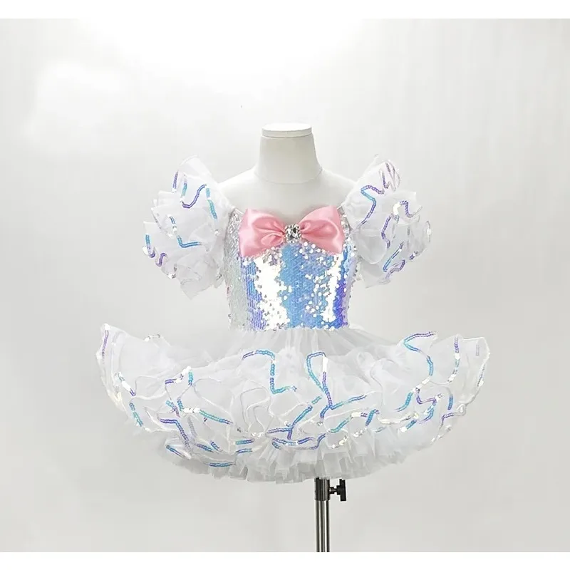 Girls Ballroom Clothing Sequined Modern Dance Tutu Dress Jazz Dance Cosplay Costume Stage Wear Wedding Princess Dress Suit view 5