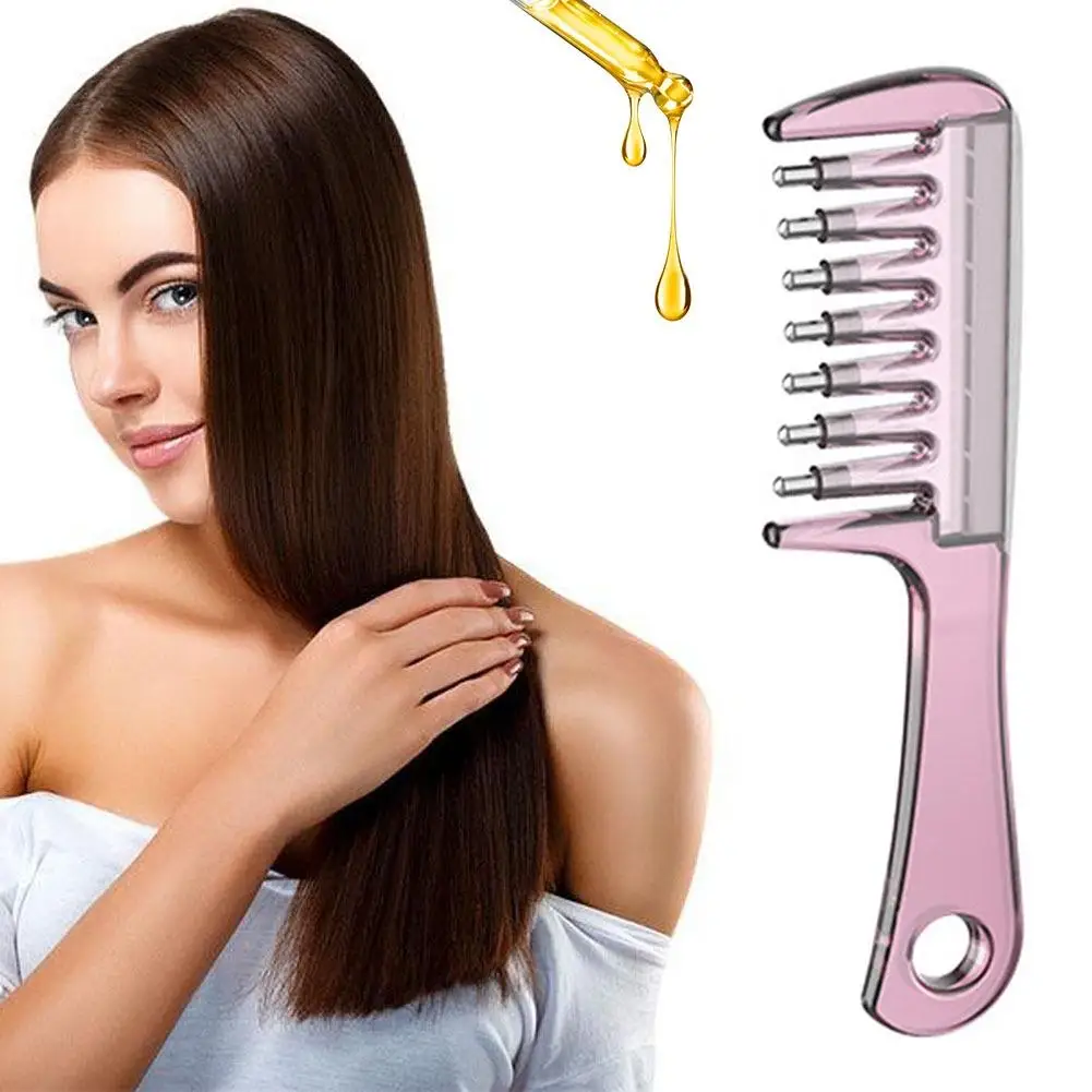 Essential Oil Scalp Applicator Liquid Guide Comb Transparent Needle Tube Comb Set Head Ball Massage Hair Growth Medicating Comb