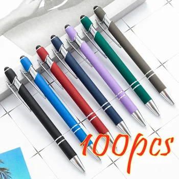 100pcs Metal ballpoint pen Touch screen pen Custom Logo text engraving Office school advertising pen Custom pen Laser engraving