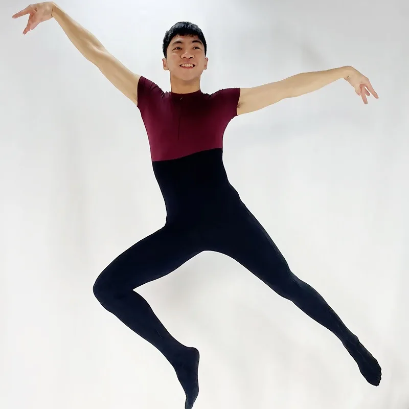 Costume da ballo per balletto personalizzato Tuta attillata da uomo Calzini da passo Abbigliamento Performance Pratica cinese a maniche corte