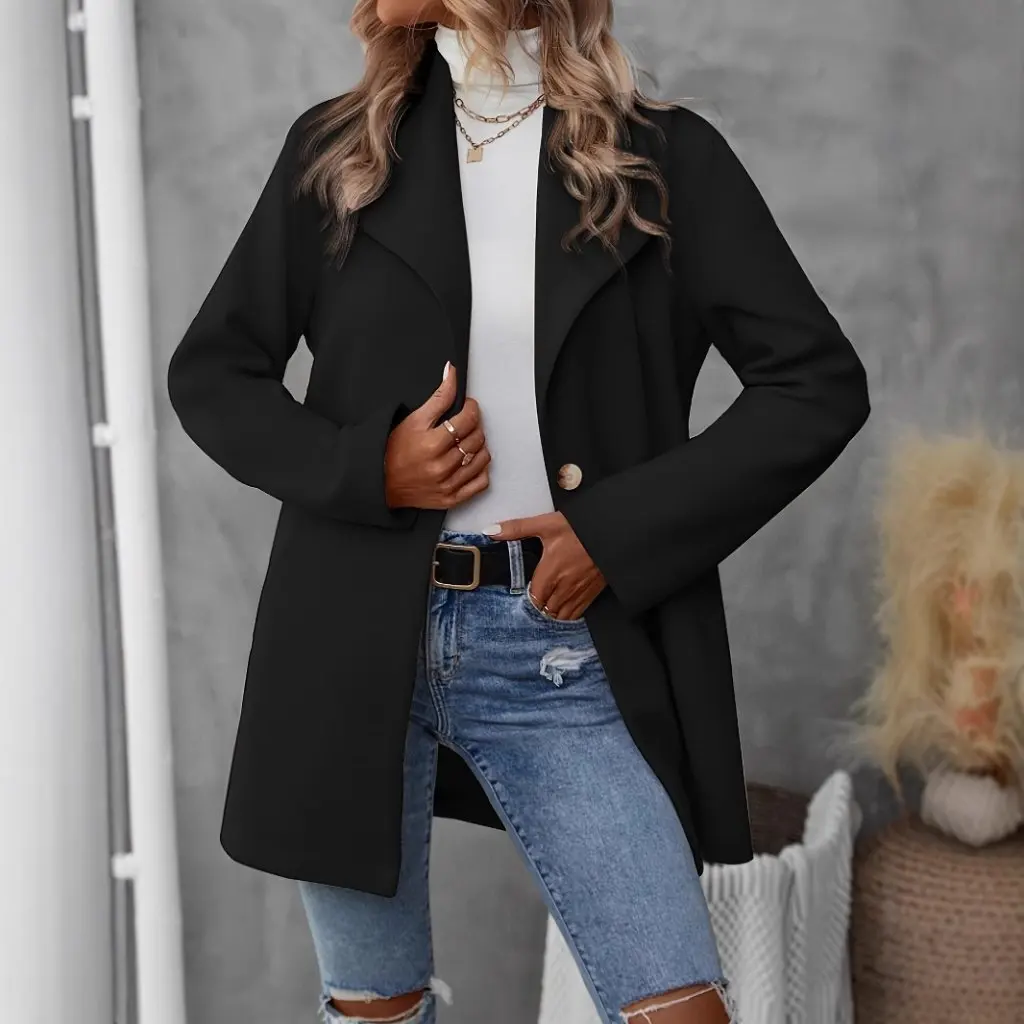 

Women's Pure Color Small Suit Jacket Casual Fashion for Autumn Winter European American Style
