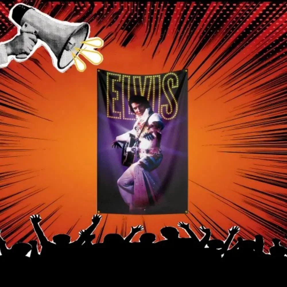 Elvis Inspired Rock Music Flag  Polyester Banner For Bedroom Wall Decor Music Fans Gift