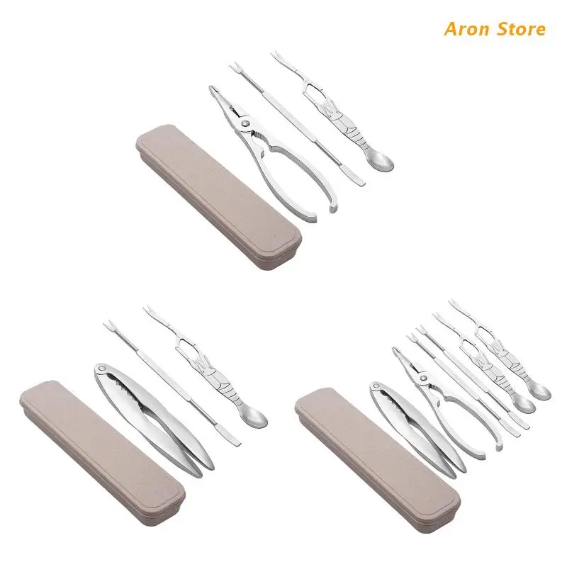 

Stainless Steel Eat Set Peel Shrimp Lobster Clamp Pliers Clip Pick Seafood Tools Cracker Spoons Kitchen Accessories H3CF