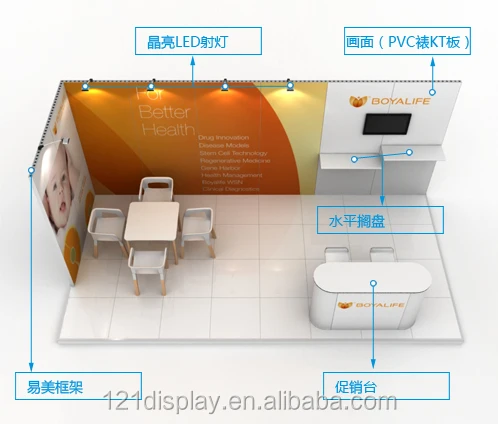 Stand per cabina espositiva modulare riutilizzabile 3x6 in alluminio