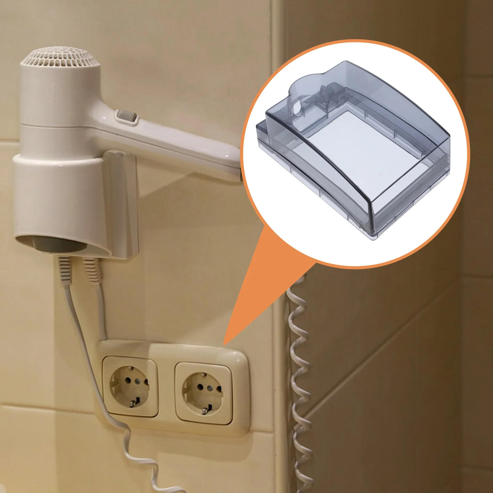 

Waterproof Socket Adhesive Transparent Outlet Protector Box For Bathroom Wall Plate Electric Panel Black